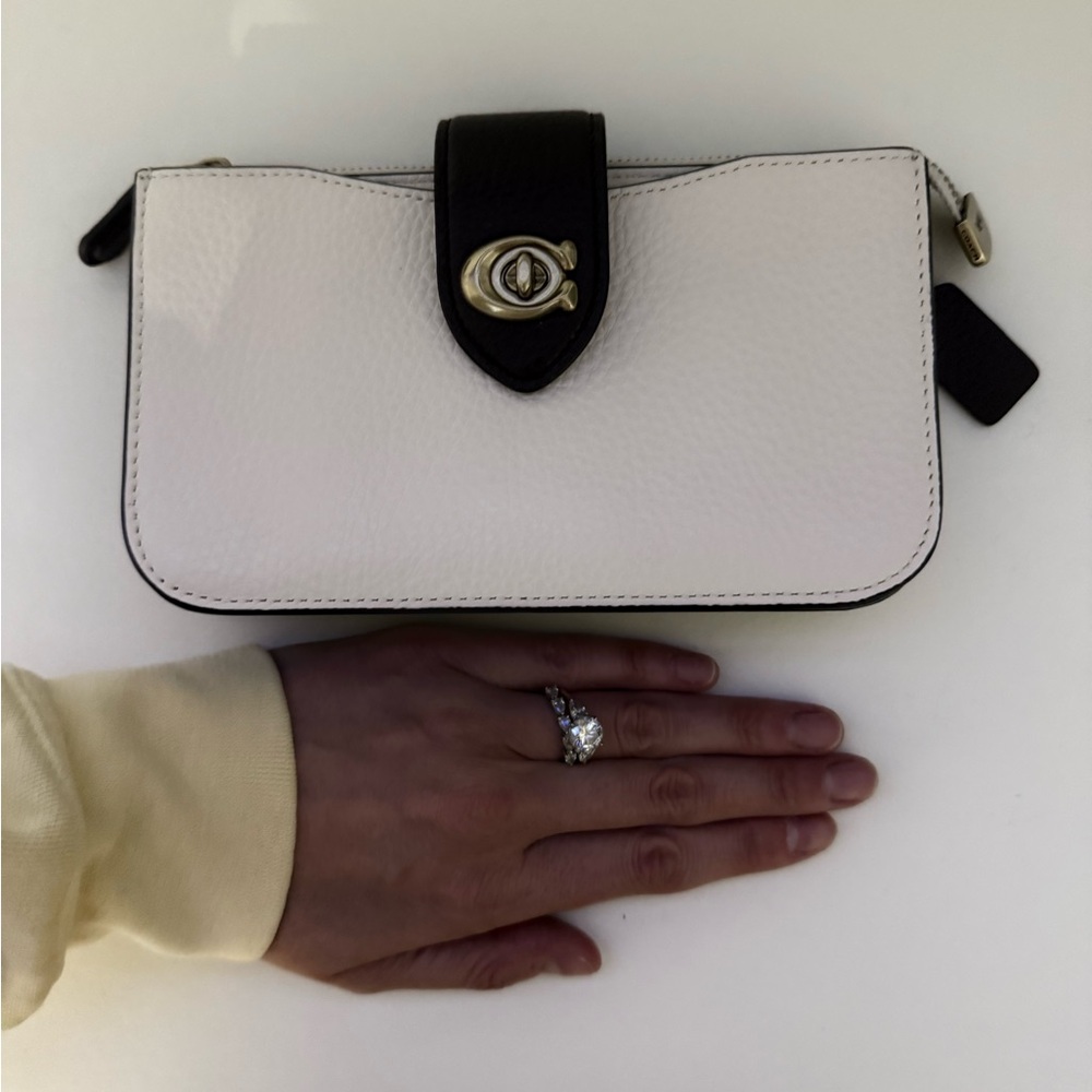 Coach Elegant Cream, Black, Brown Leather Crossbody Purse or Clutch - Picture 10 of 11